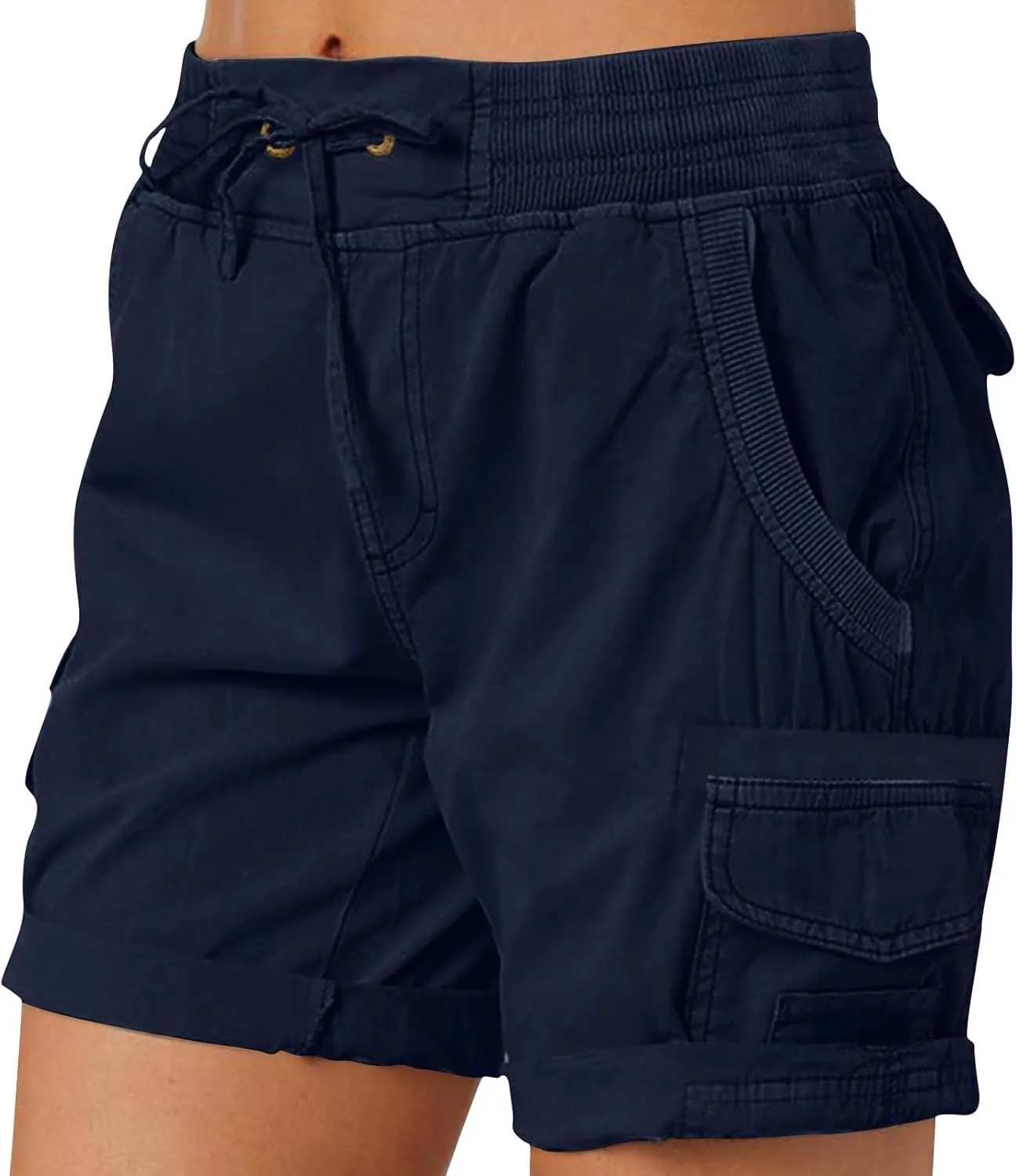 Cargo Shorts Women Summer Casual High Waisted Drawstring Hiking Shorts Baggy Trendy Athletic Shorts with Pockets