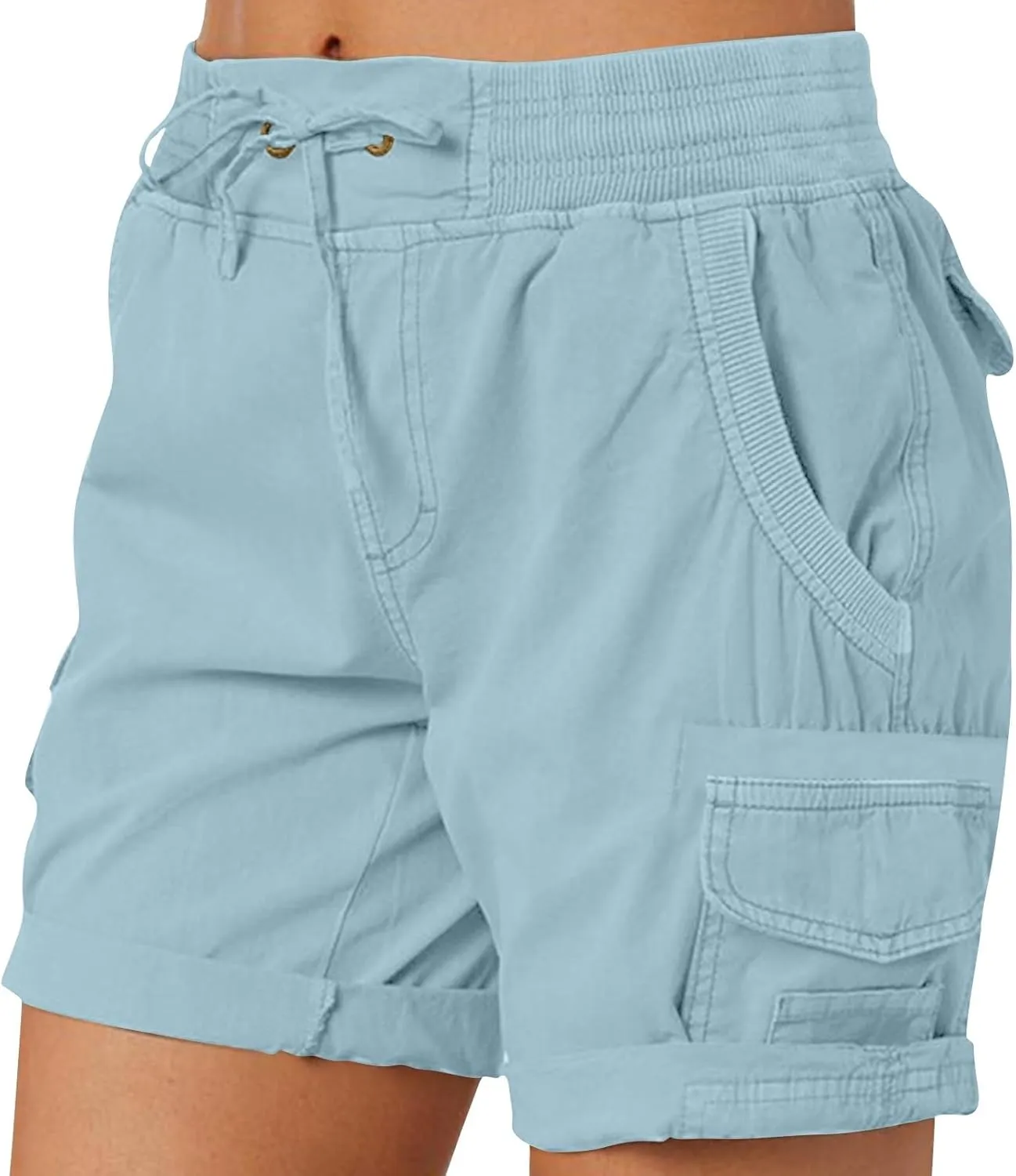 Cargo Shorts Women Summer Casual High Waisted Drawstring Hiking Shorts Baggy Trendy Athletic Shorts with Pockets