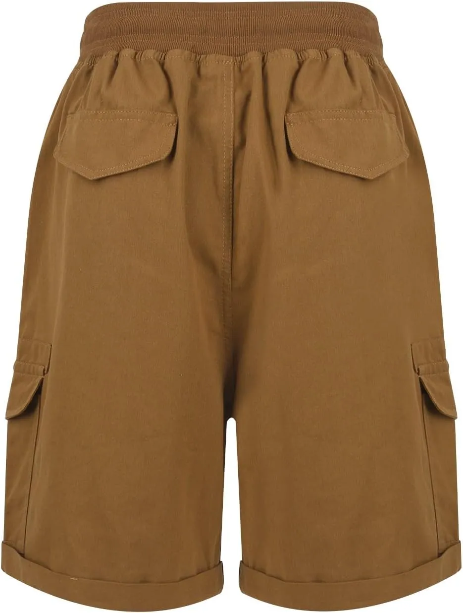 Cargo Shorts Women Summer Casual High Waisted Drawstring Hiking Shorts Baggy Trendy Athletic Shorts with Pockets