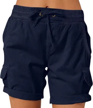 Cargo Shorts Women Summer Casual High Waisted Drawstring Hiking Shorts Baggy Trendy Athletic Shorts with Pockets