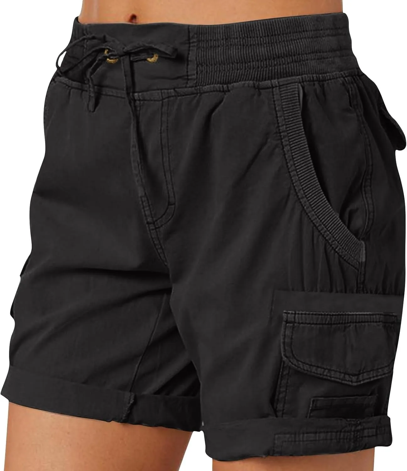Cargo Shorts Women Summer Casual High Waisted Drawstring Hiking Shorts Baggy Trendy Athletic Shorts with Pockets