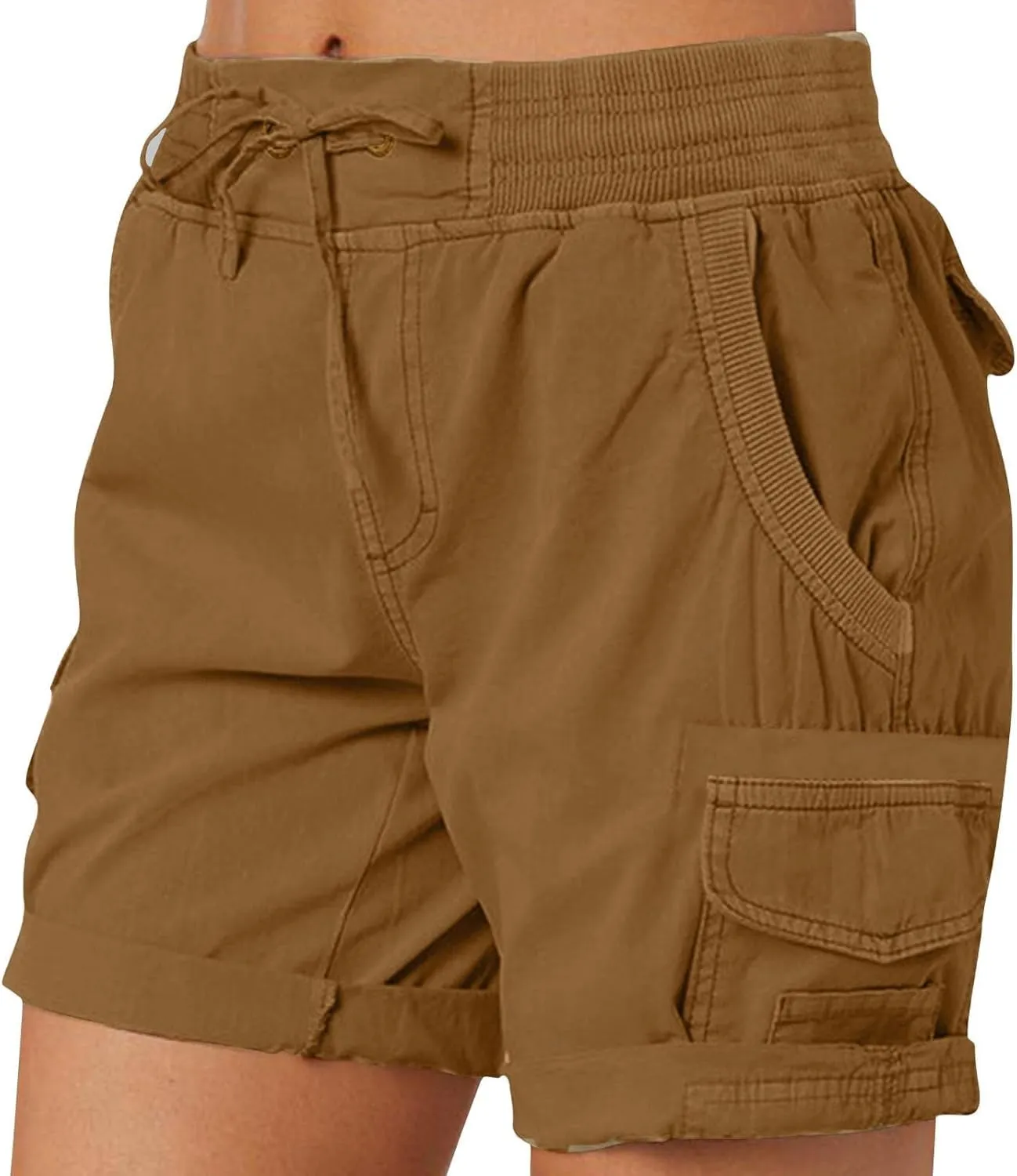Cargo Shorts Women Summer Casual High Waisted Drawstring Hiking Shorts Baggy Trendy Athletic Shorts with Pockets