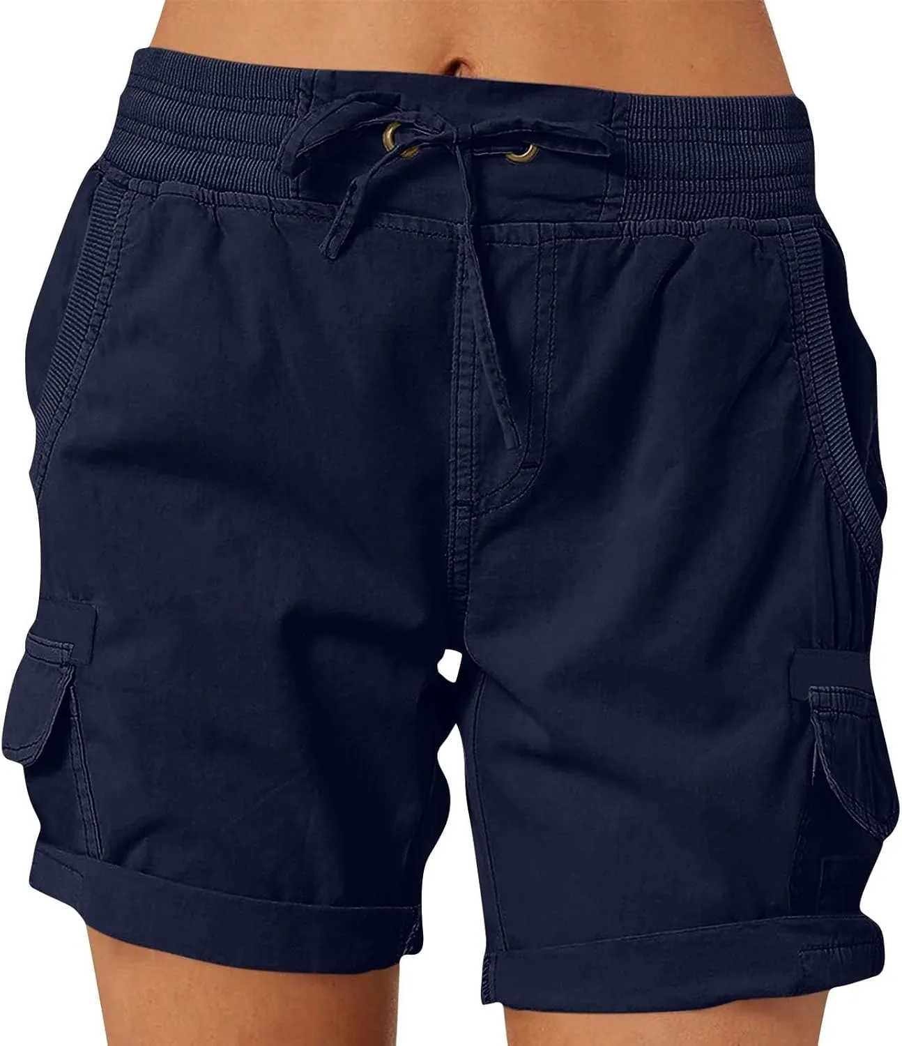 Cargo Shorts Women Summer Casual High Waisted Drawstring Hiking Shorts Baggy Trendy Athletic Shorts with Pockets