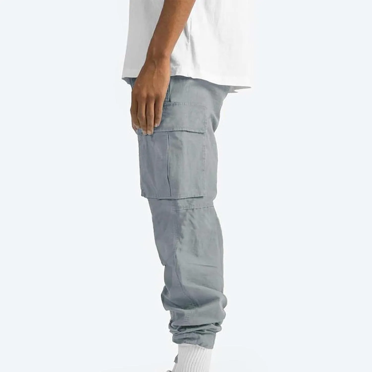 Cargo Sweatpants for Men Fleece Lined Cargos Casual Loose Fit Warm Winter Joggers Straight Leg Cargo Pants with Pocket