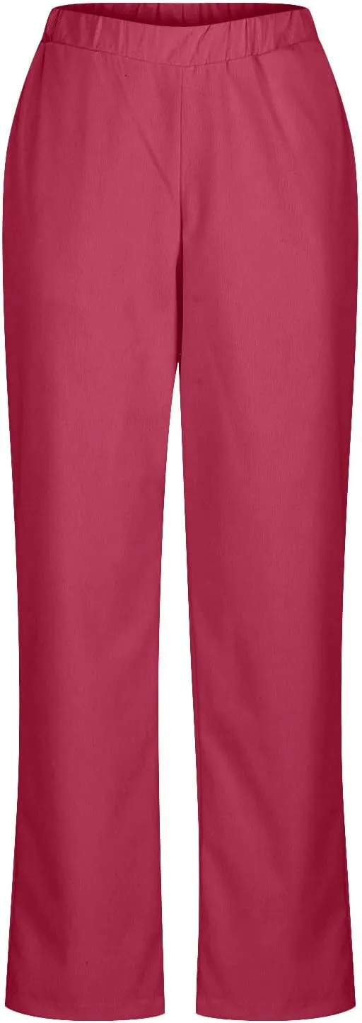 Corduroy Pants for Women Elastic High Waist Pull On Straight Leg Slacks Casual Spring Fall Trousers with Pockets