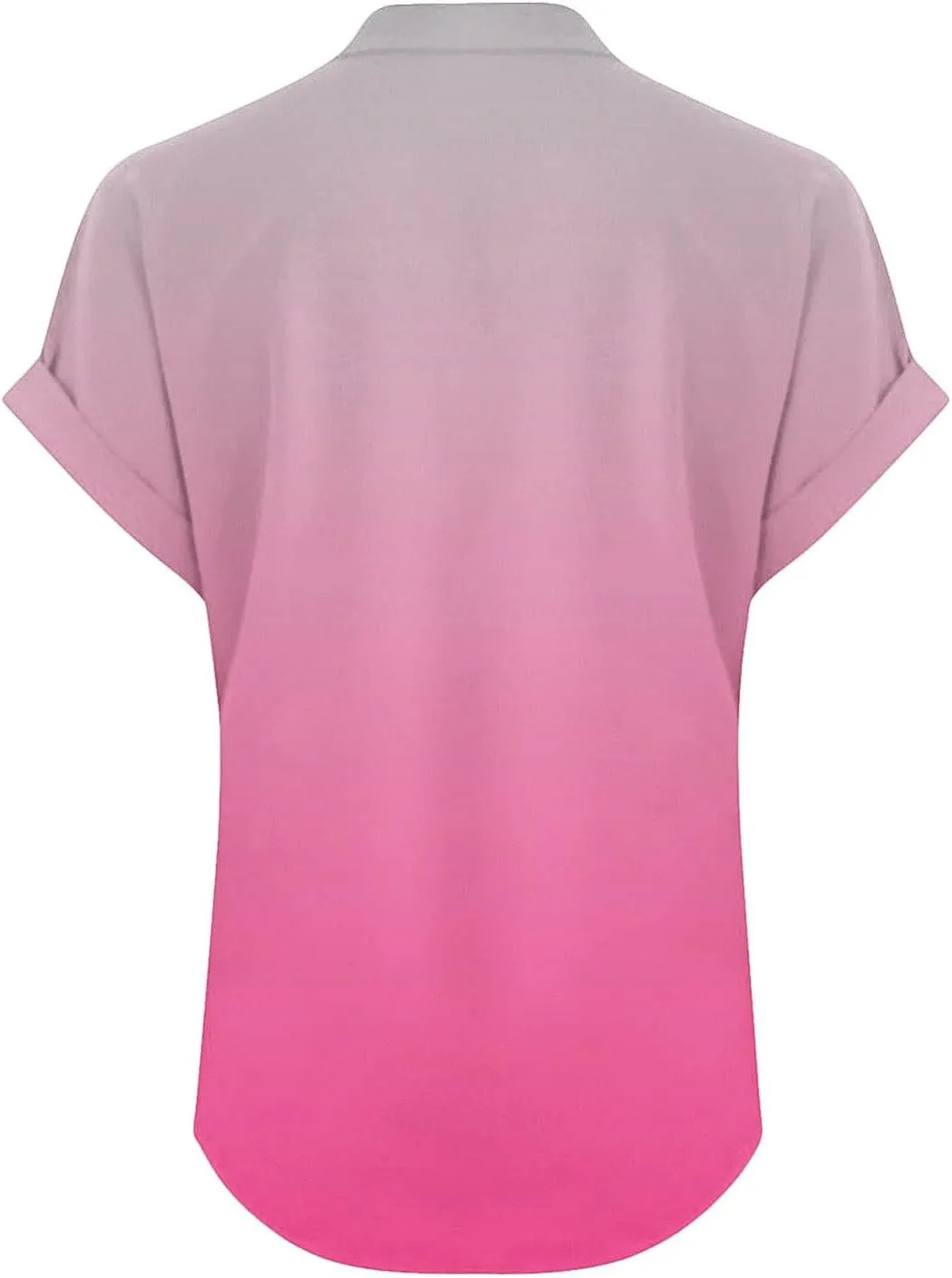 Cotton Linen Shirts for Women Gradient Tops Loose Fit Crewneck Button V Neck Daily Tshirts Summer Shirts Cute Blouse