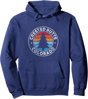 Crested Butte Colorado CO Vintage Graphic Retro 70s Pullover Hoodie