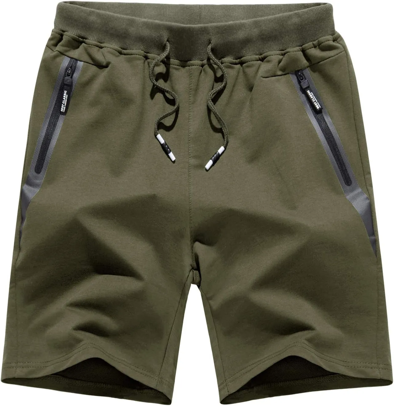 CRYSULLY Mens Athletic Gym Shorts Cotton Jogger Running Workout Jersey Zipper Pocket Sweat Shorts