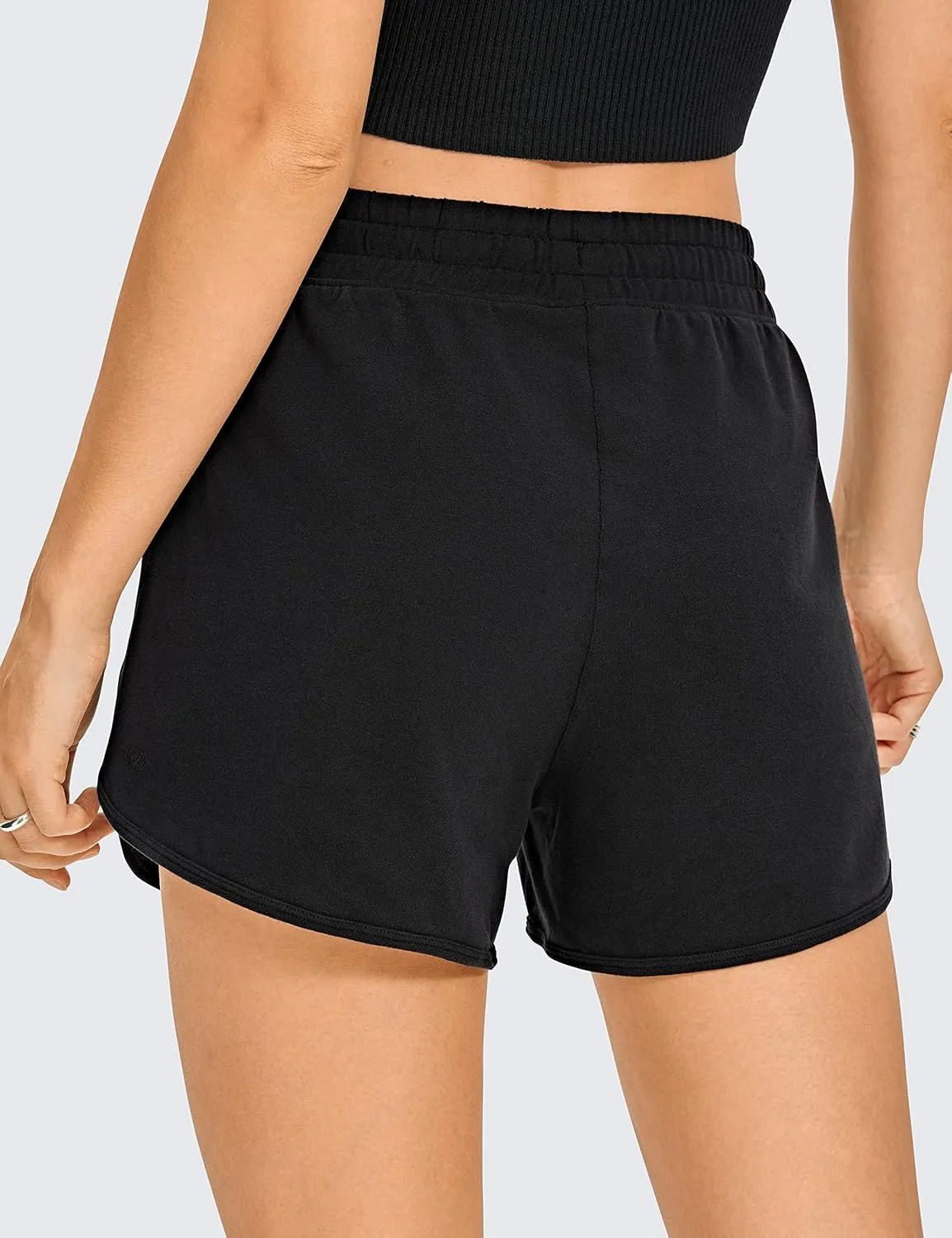 CRZ YOGA Women's Casual Sweat Shorts - 3.5'' Athletic Summer Comfy Cotton for Lounge Gym Jersey with Pockets