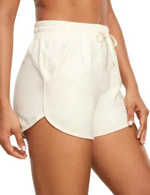 CRZ YOGA Women's Casual Sweat Shorts - 3.5'' Athletic Summer Comfy Cotton for Lounge Gym Jersey with Pockets