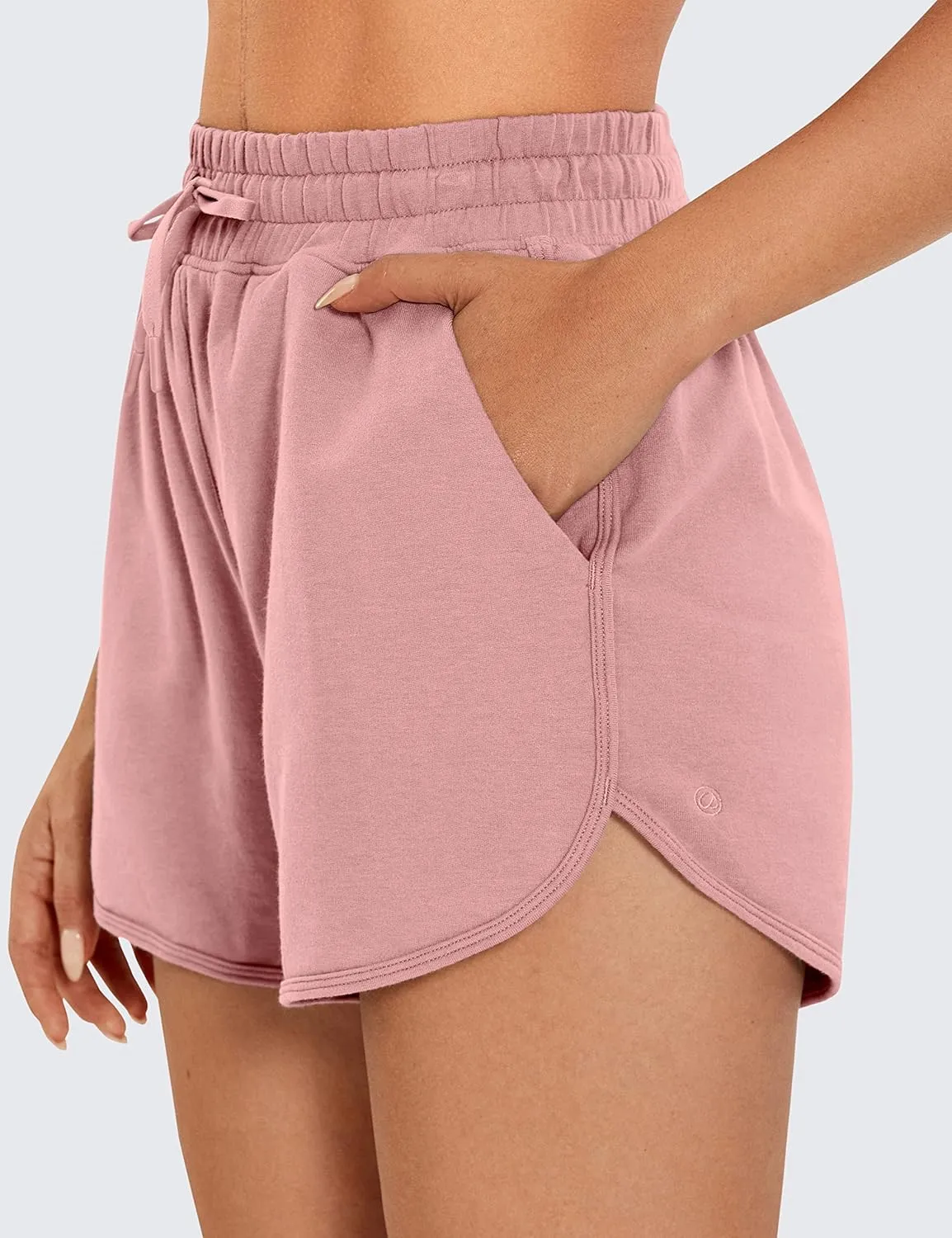 CRZ YOGA Women's Casual Sweat Shorts - 3.5'' Athletic Summer Comfy Cotton for Lounge Gym Jersey with Pockets