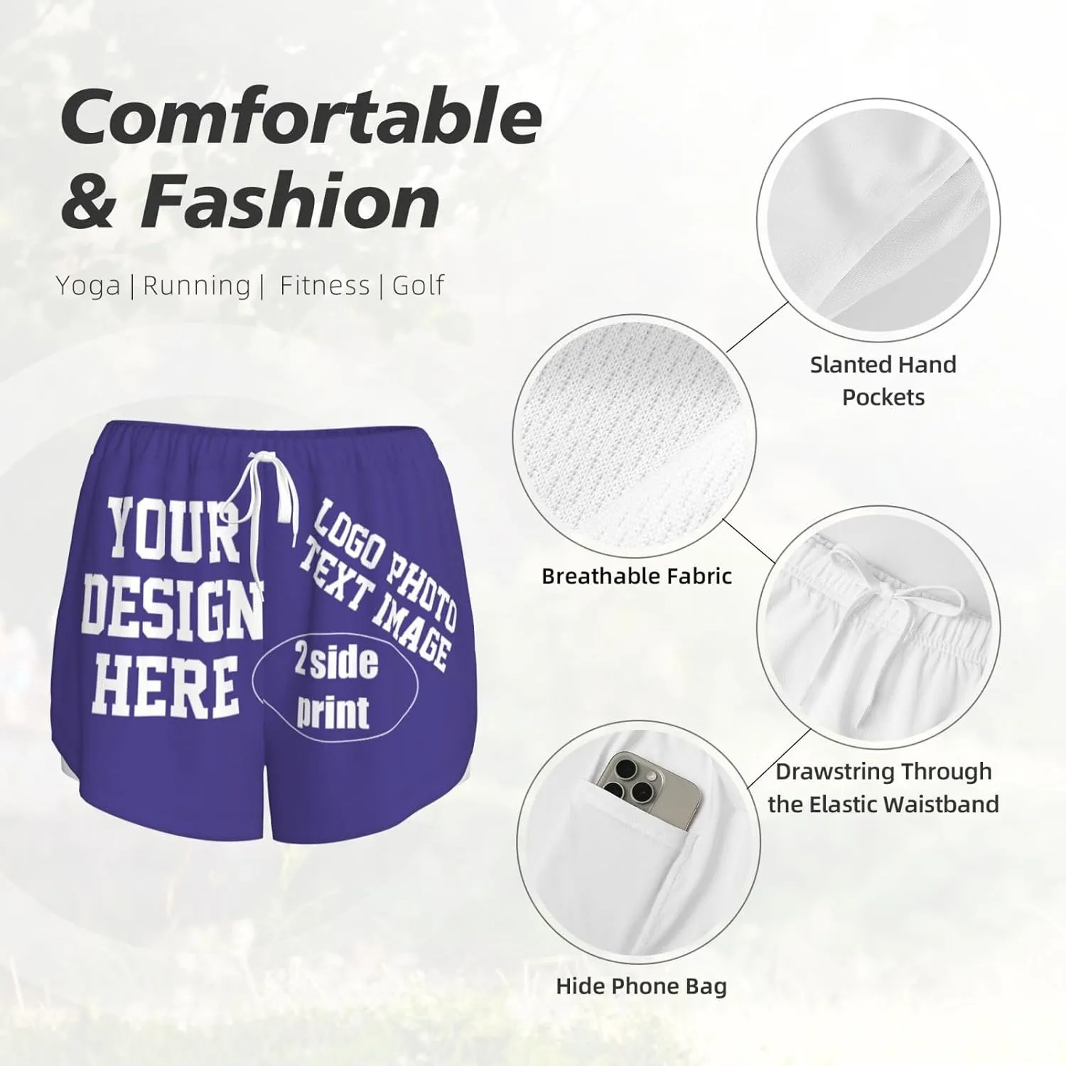 Custom Running Shorts Personalized Photos and Text for You Custom Yoga Shorts for Women Custom Sweat Shorts