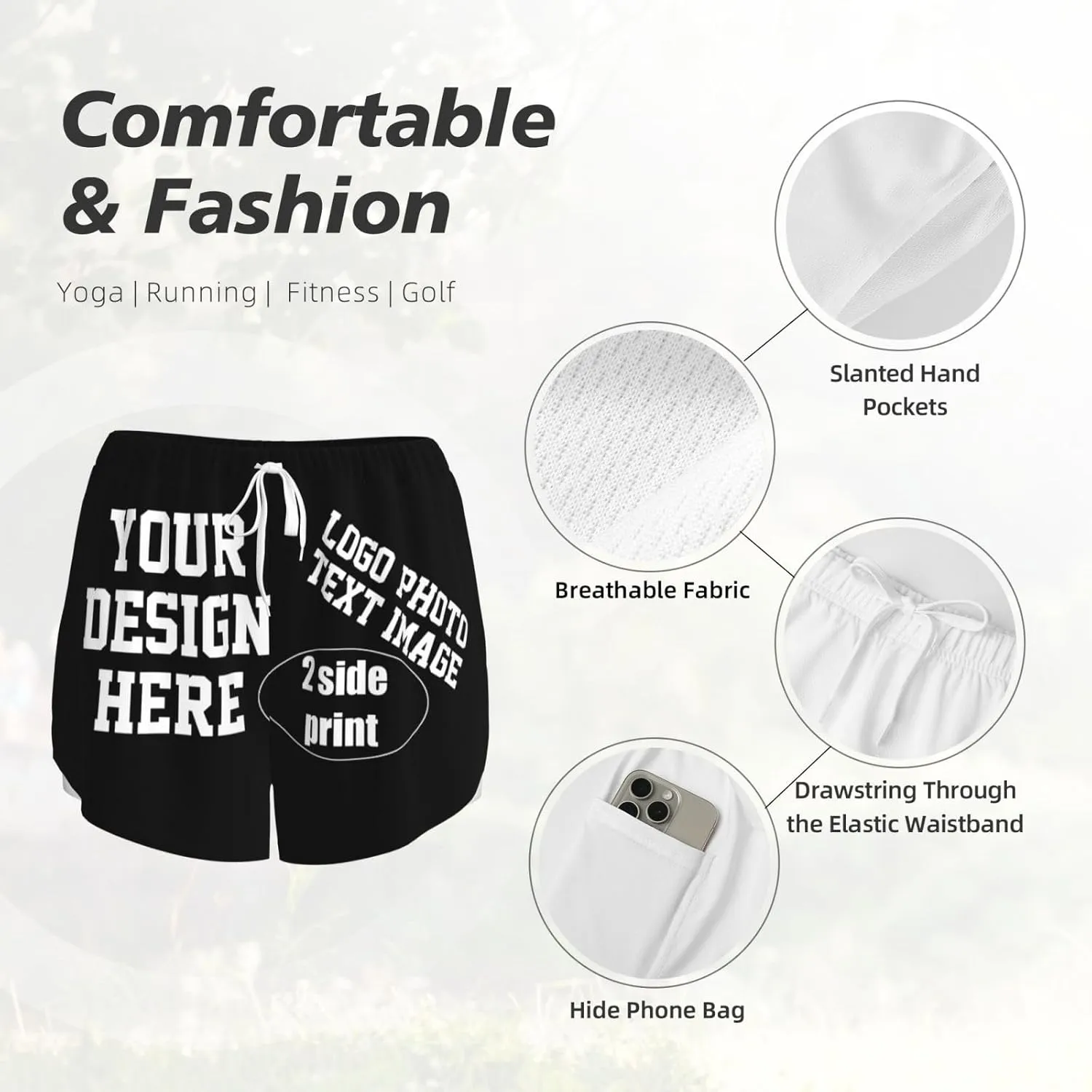 Custom Running Shorts Personalized Photos and Text for You Custom Yoga Shorts for Women Custom Sweat Shorts