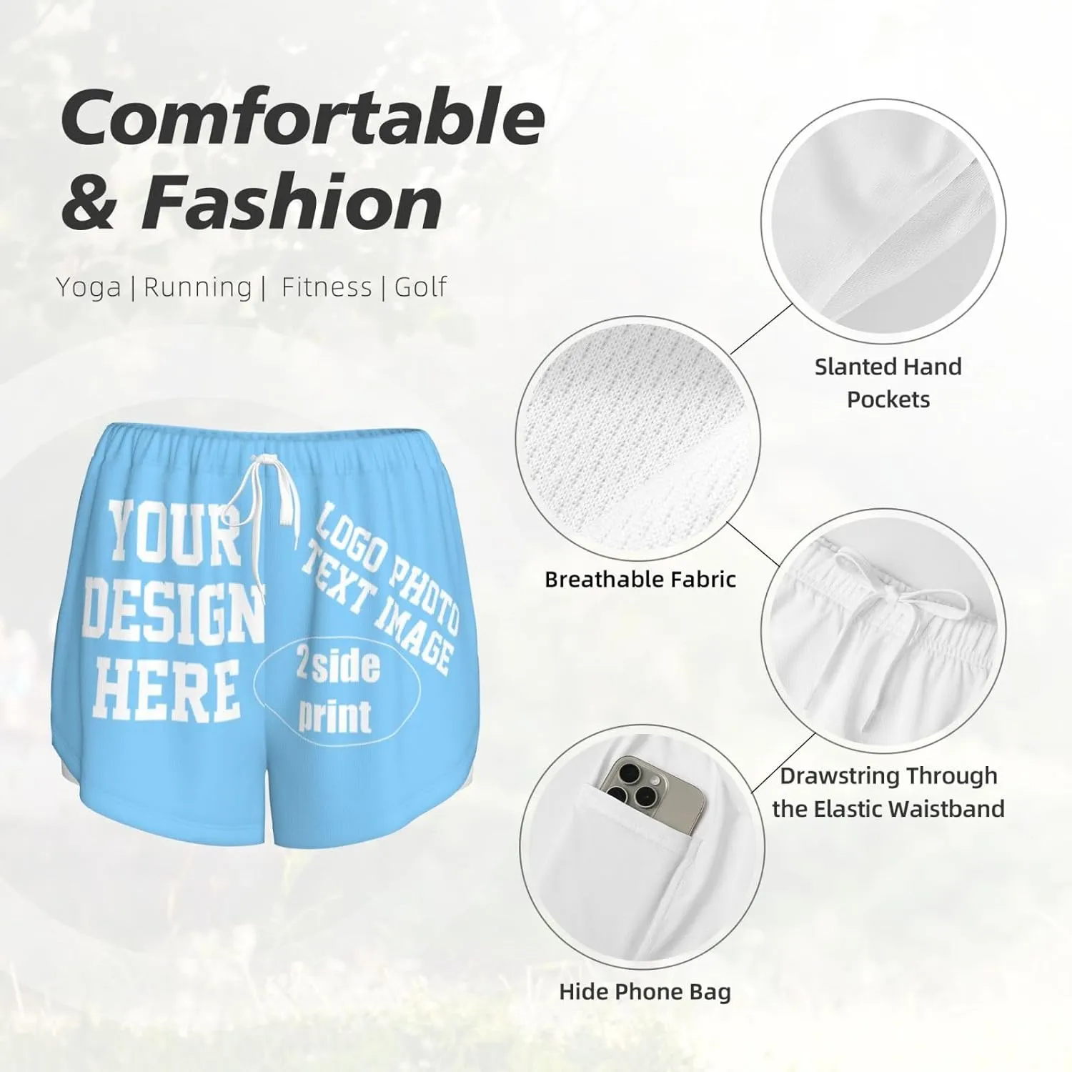 Custom Running Shorts Personalized Photos and Text for You Custom Yoga Shorts for Women Custom Sweat Shorts