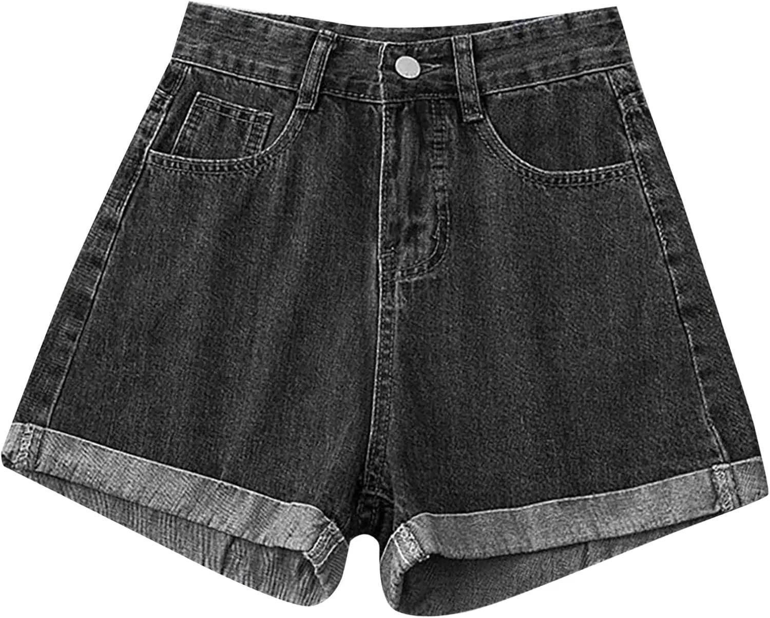 Denim Shorts Women High Waisted Stretchy Button Up A Line Baggy Jeans Shorts Plus Size Wide Leg Classic Hot Jorts for Women