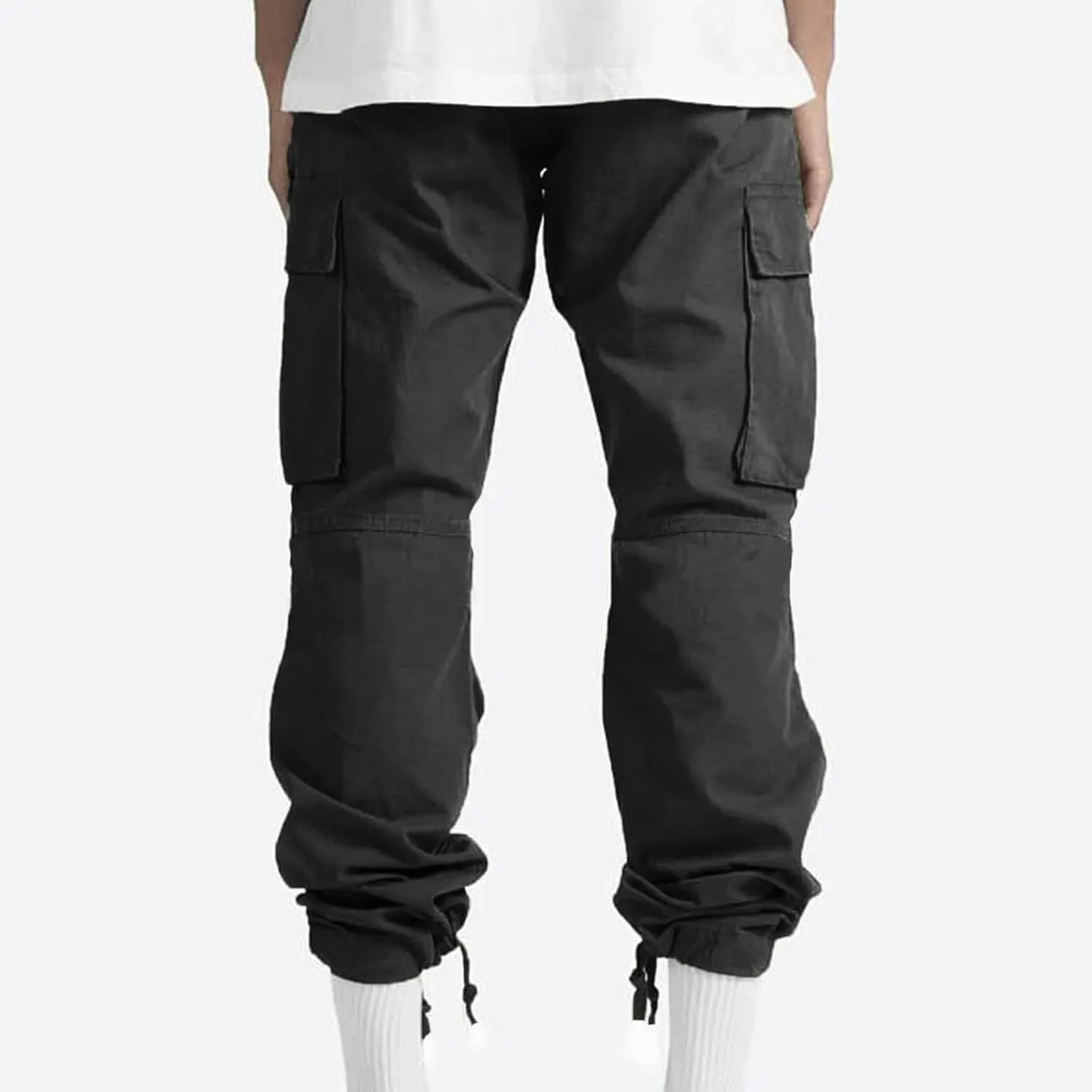 Dgoopd Cargo Pants for Men Baggy Straight Leg Joggers Drawstring Bottom Hiking Pants Workout Tactical Pants with Pockets