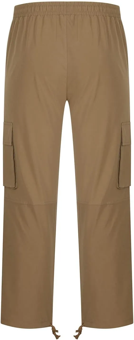 Dgoopd Cargo Pants for Men Baggy Straight Leg Joggers Drawstring Bottom Hiking Pants Workout Tactical Pants with Pockets