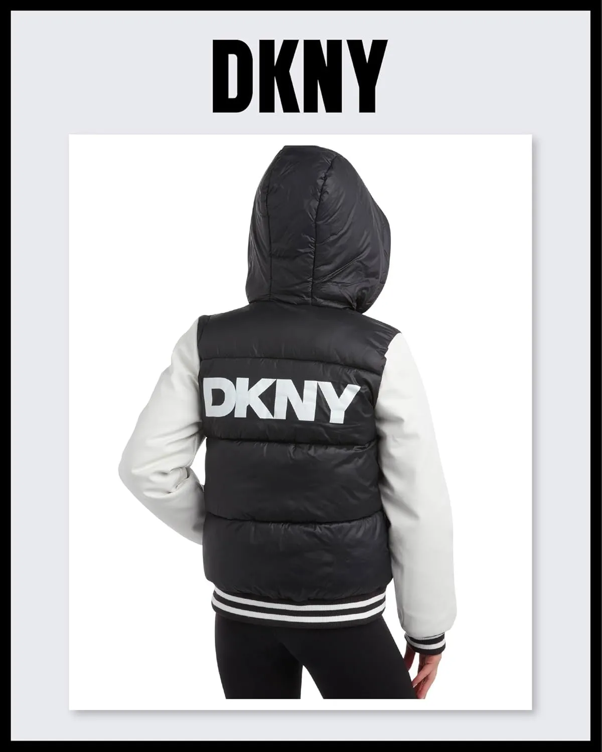 DKNY Girls' Quilted Puffer Jacket - Warm Hooded Insulated Winter Jacket for Girls - Kids' Outerwear Varsity Jacket (7-16)