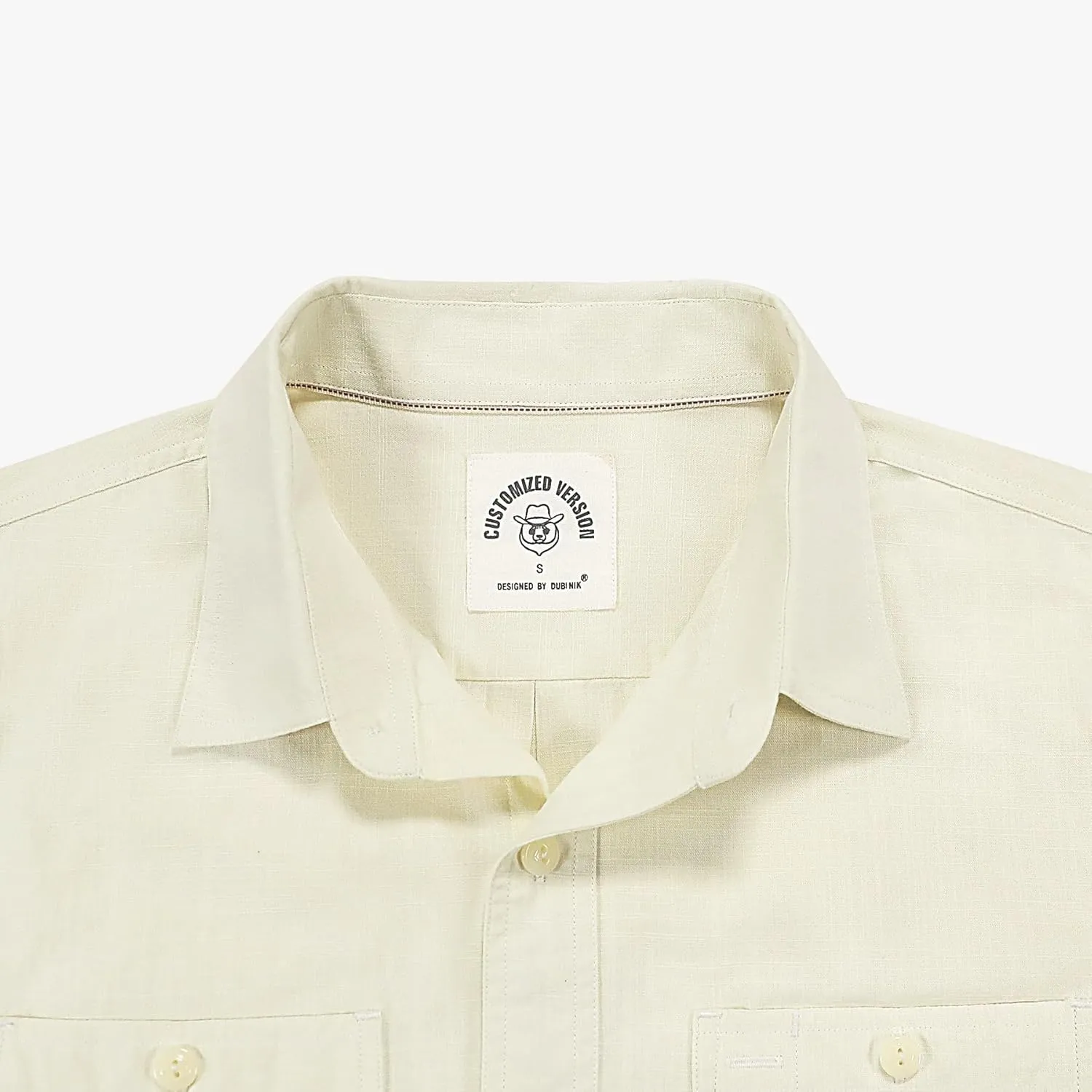 Dubinik® Chambray Shirt Men Long Sleeve Cotton Work Shirts with 2 Pockets Casual Button Down