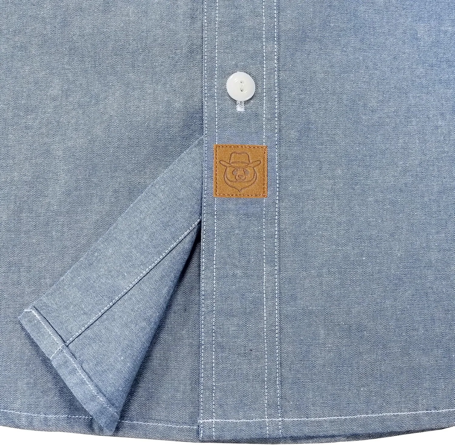 Dubinik® Chambray Shirt Men Long Sleeve Cotton Work Shirts with 2 Pockets Casual Button Down