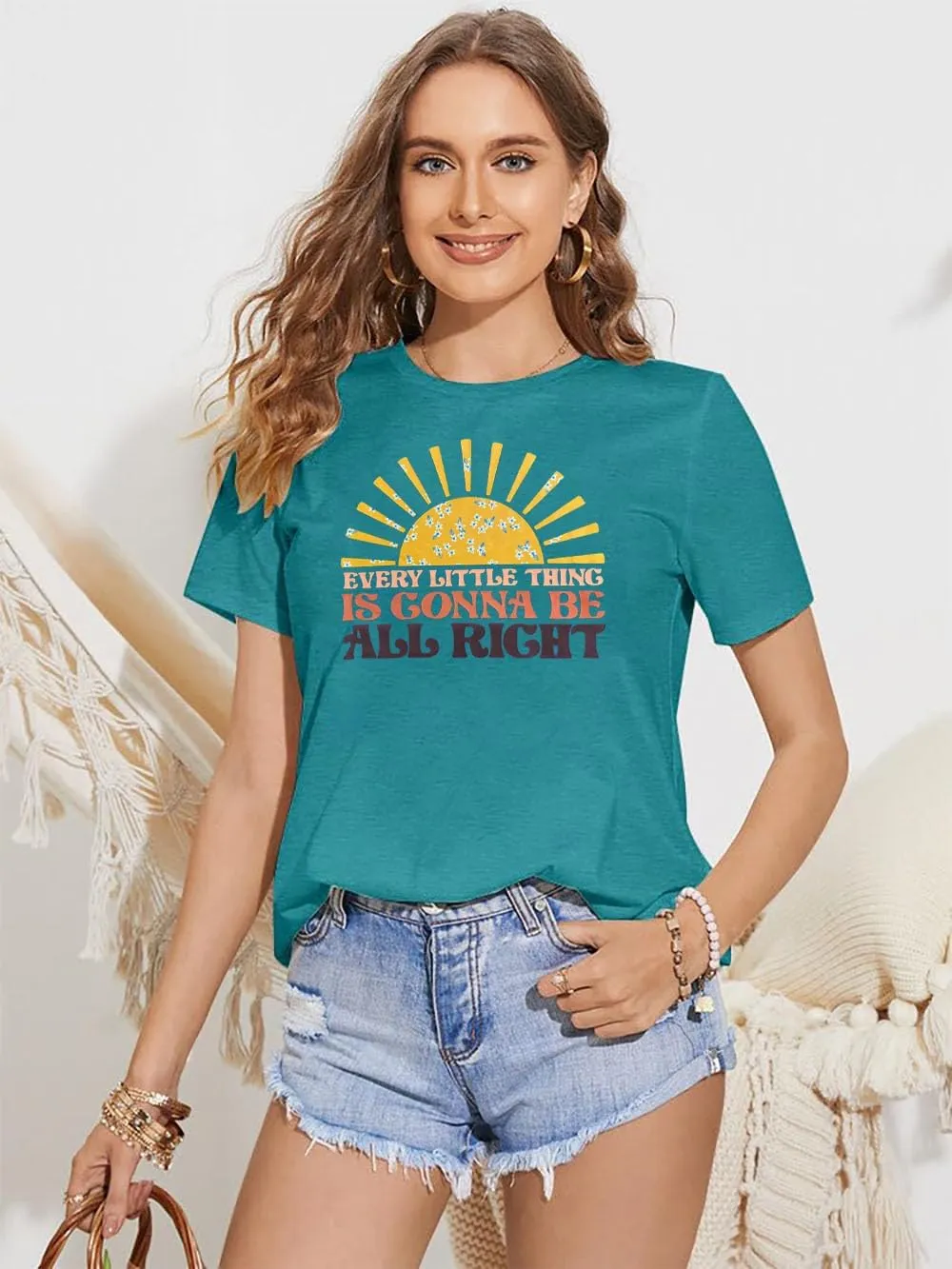 Every Little Thing is Gonna Be Alright Shirt Women Country Music Tshirt Hippie Gift Shirt Vintage Graphic Tees Top