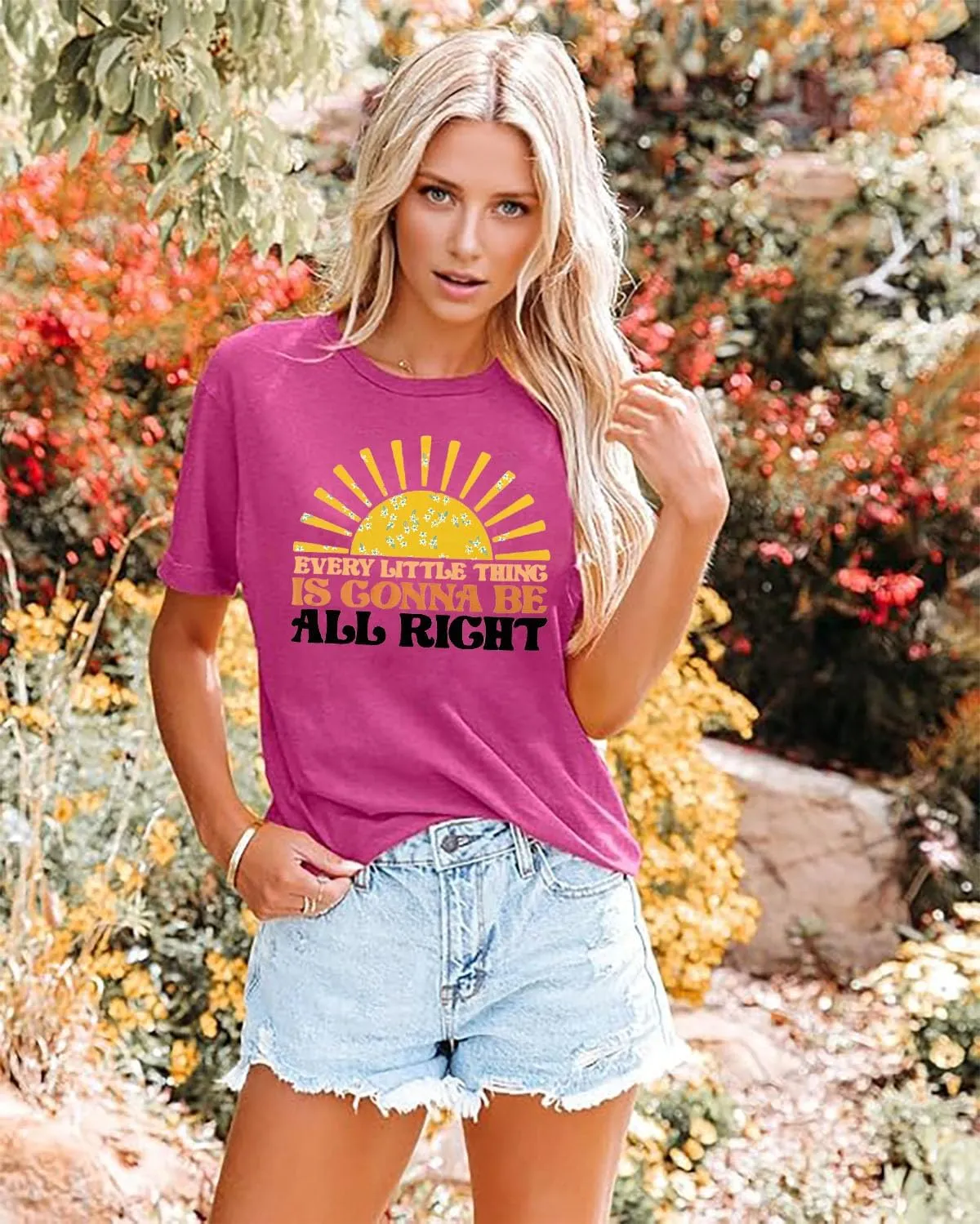 Every Little Thing is Gonna Be Alright Shirt Women Country Music Tshirt Hippie Gift Shirt Vintage Graphic Tees Top