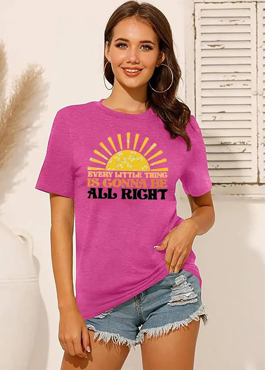 Every Little Thing is Gonna Be Alright Shirt Women Country Music Tshirt Hippie Gift Shirt Vintage Graphic Tees Top