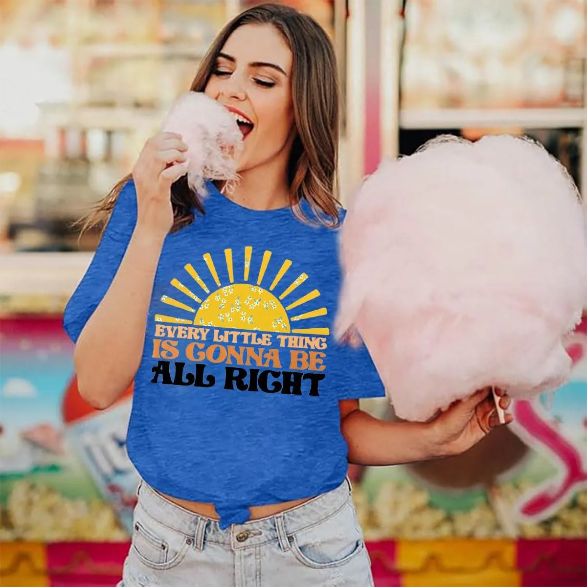 Every Little Thing is Gonna Be Alright Shirt Women Country Music Tshirt Hippie Gift Shirt Vintage Graphic Tees Top