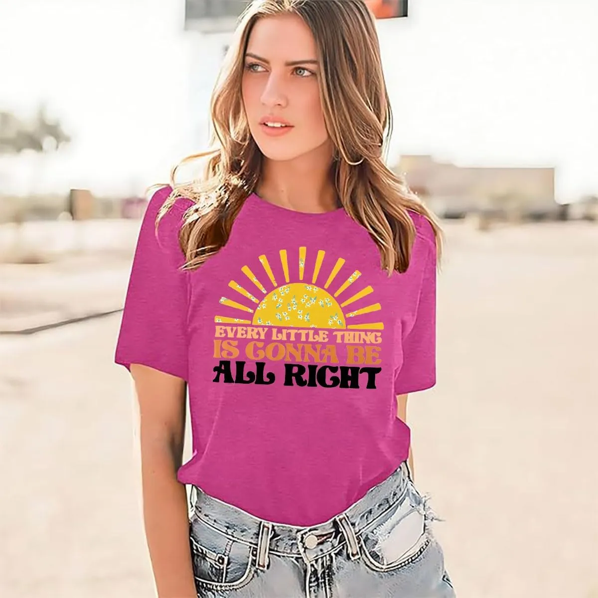 Every Little Thing is Gonna Be Alright Shirt Women Country Music Tshirt Hippie Gift Shirt Vintage Graphic Tees Top