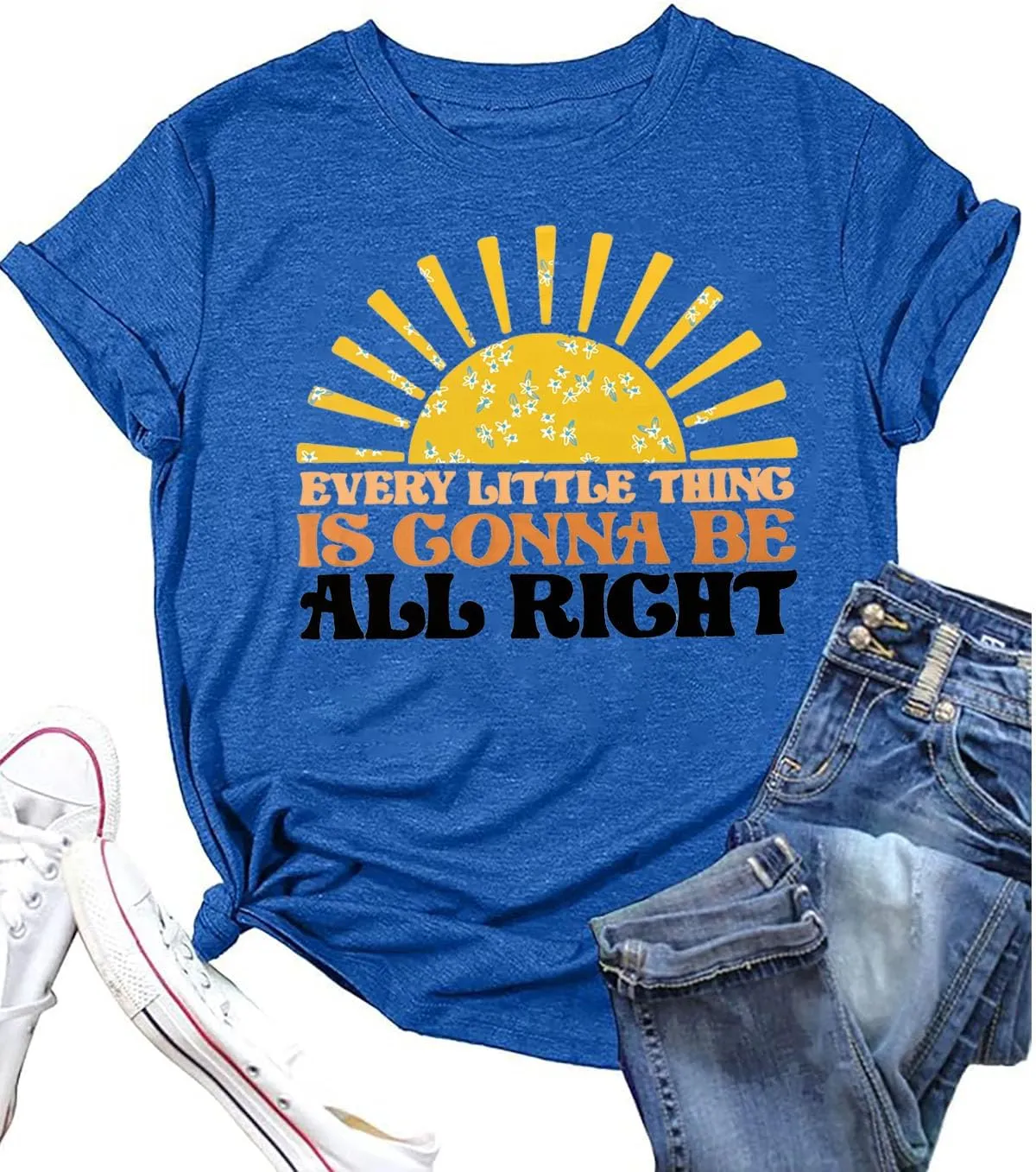 Every Little Thing is Gonna Be Alright Shirt Women Country Music Tshirt Hippie Gift Shirt Vintage Graphic Tees Top