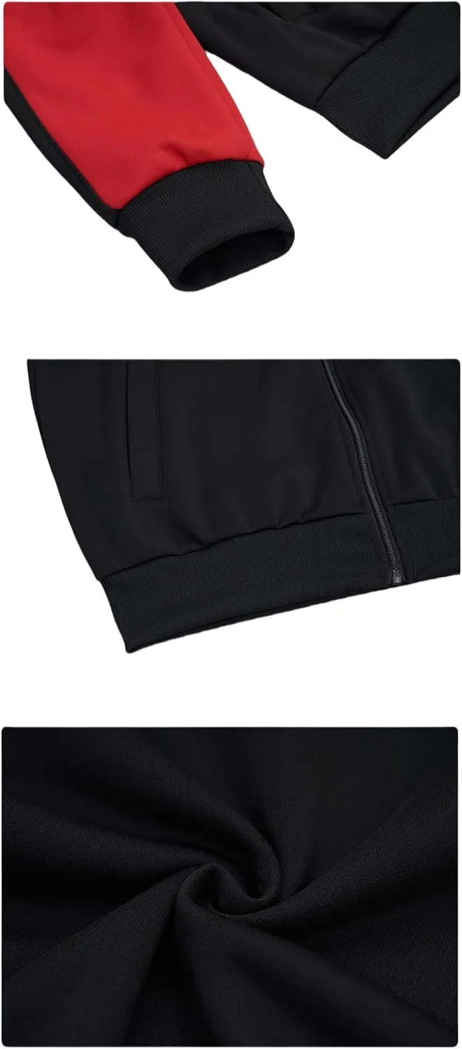 evzosrz Mens Varsity Jackets Zip Up Thick Sherpa Lined Fleece Casual Sweatshirts Color Blocking Windbreaker Stylish Coats