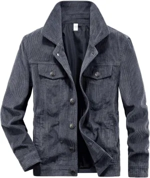 Finelylove Mens Corduroy Jacket Casual Vintage Button Down Shir Jacket Warm Fall Winter Shacket Coats with Pockets