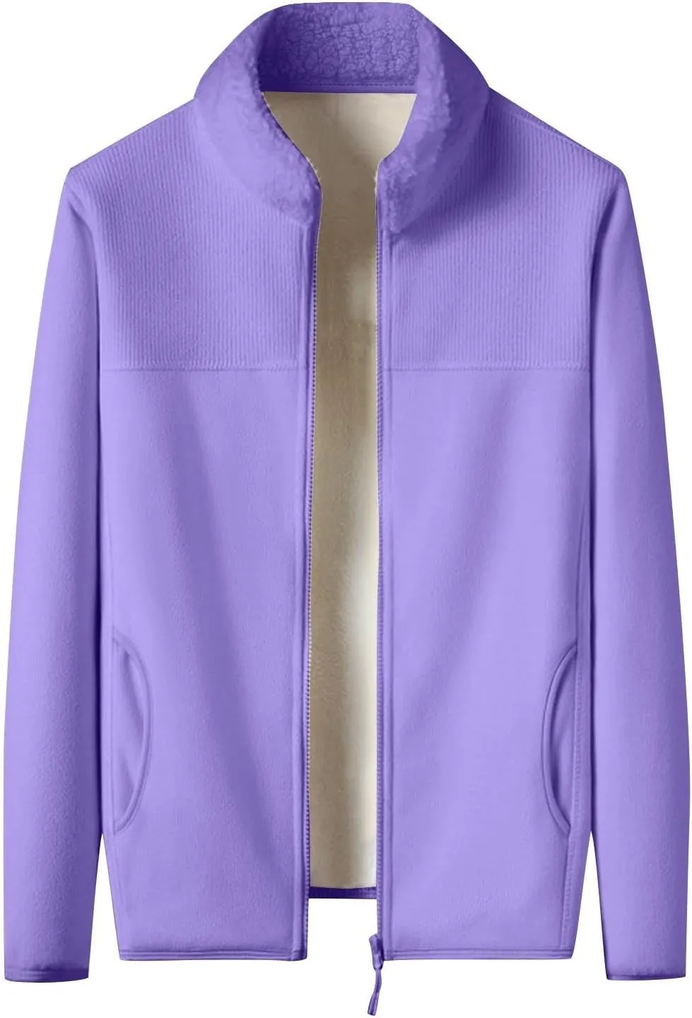 Finelylove Mens Fleece Jacket Soft Sherpa Lined Full Zip Cardigan Jackets Casual Soft Warm Fall Winter Coats Outwear