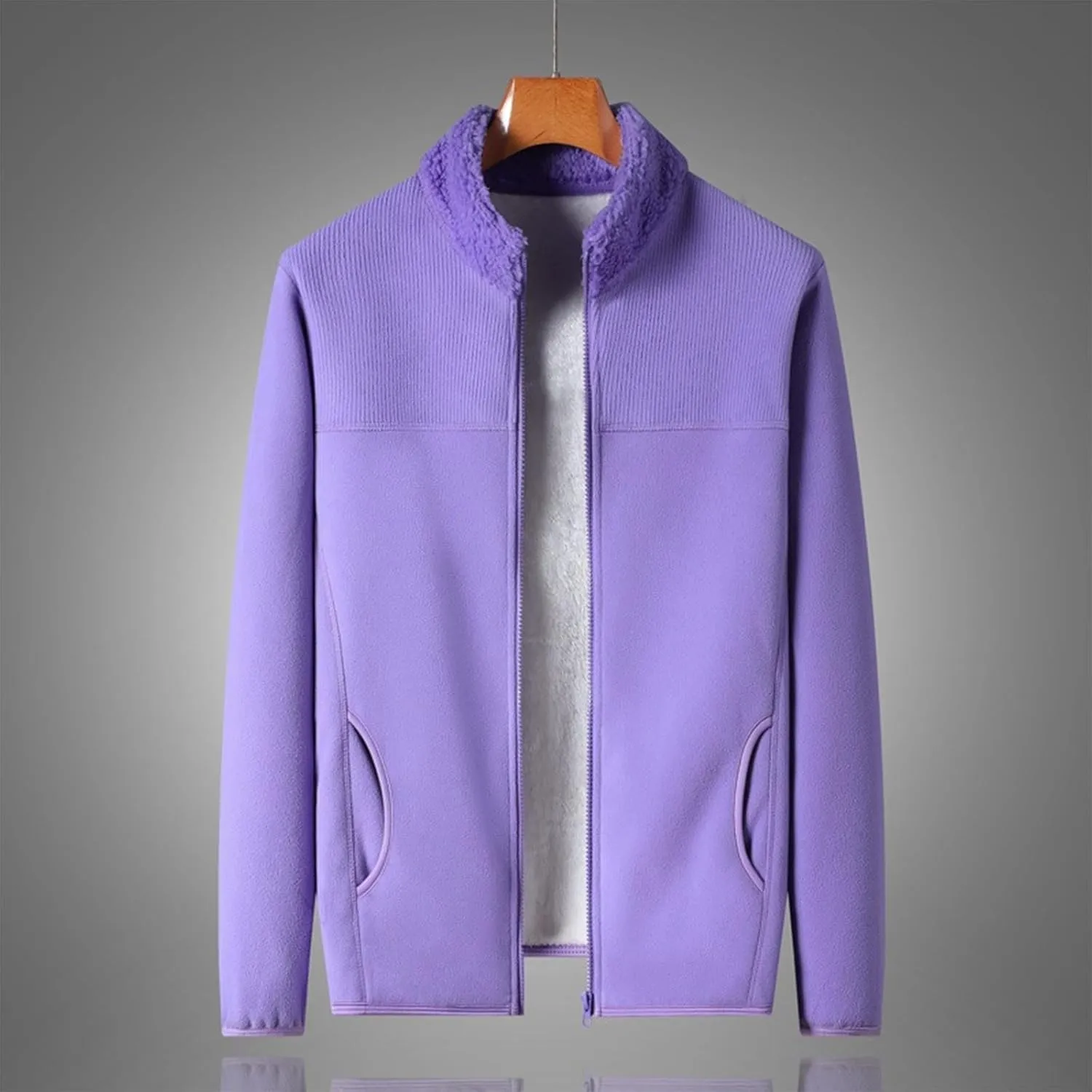 Finelylove Mens Fleece Jacket Soft Sherpa Lined Full Zip Cardigan Jackets Casual Soft Warm Fall Winter Coats Outwear