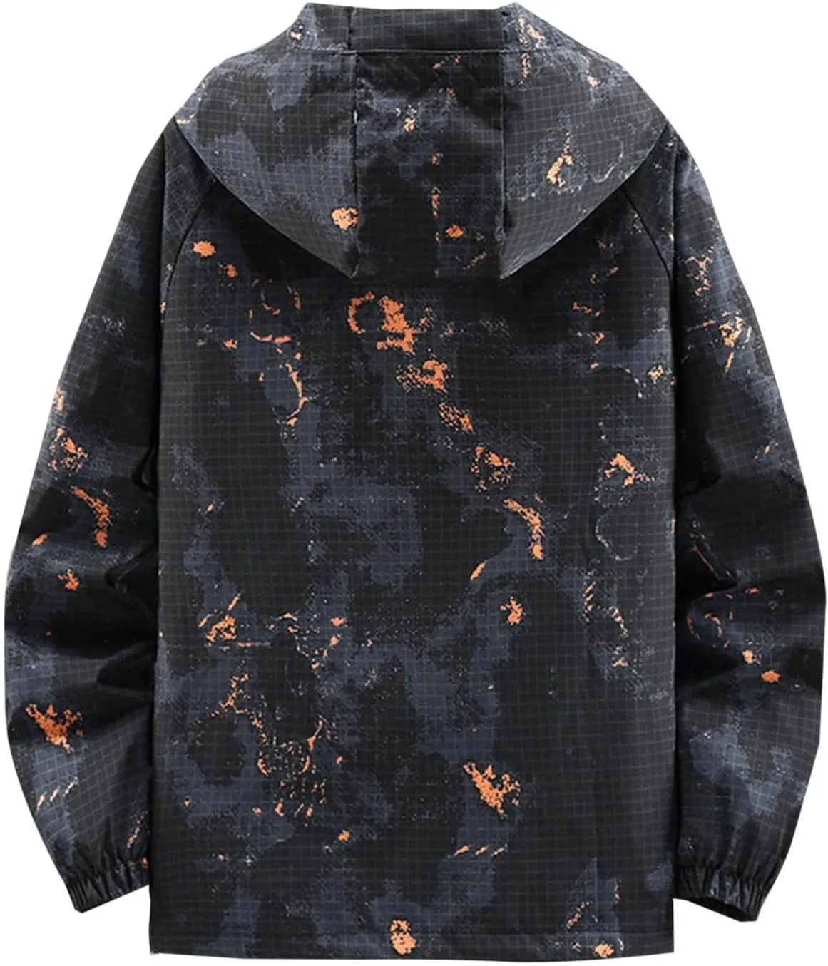 Finelylove Mens Lightweight Camo Jacket Zip Up Spring Fall Casual Hooded Jackets Water Resistant Windbreaker Outwear