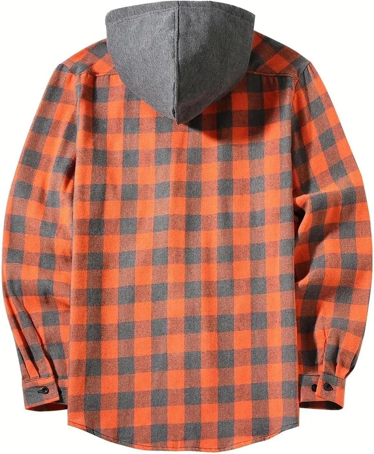 Flannel Hoodie Shirt for Men Casual Button Down Plaid Shirt Jacket Classic Drawstring Long Sleeve Shacket Coats
