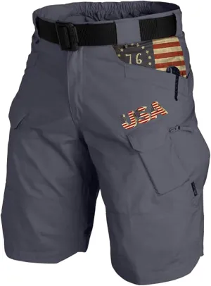 FONMA Mens Cargo Shorts 2025 Summer Outdoor Tactical Shorts Solid/Patriotic Printed Military Pants with Multi Pockets