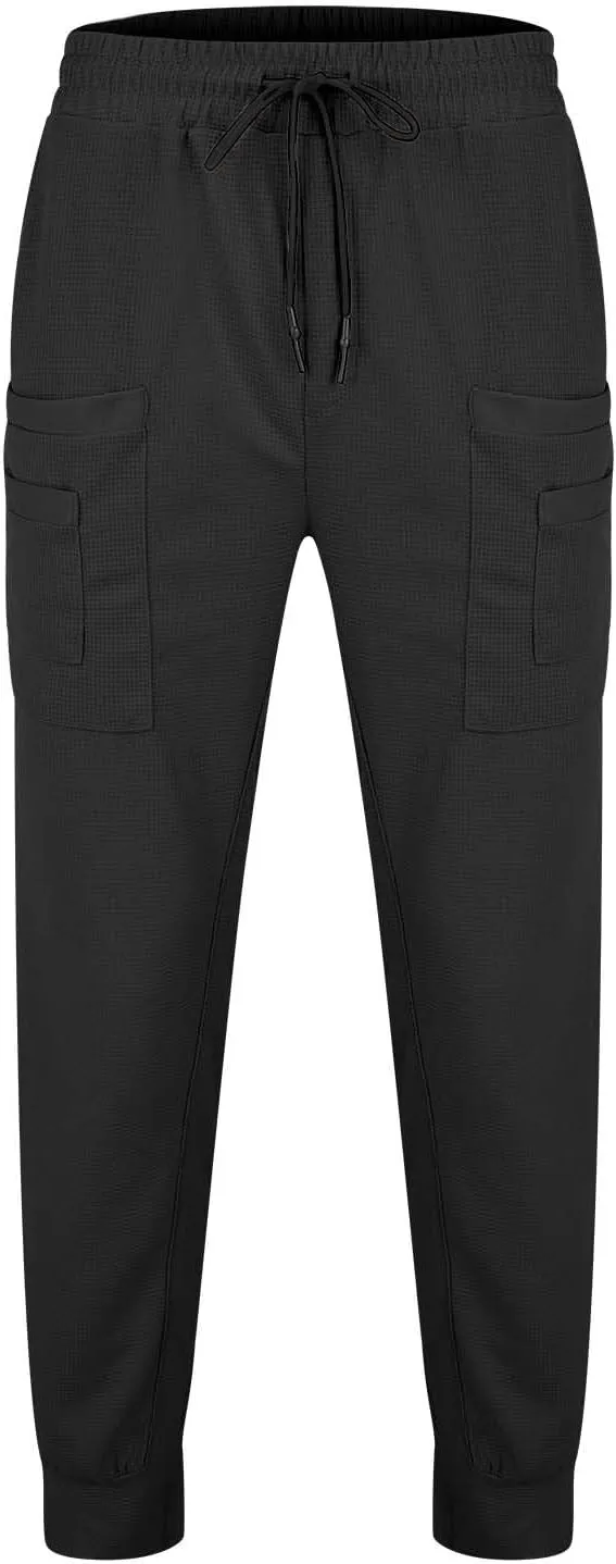 GIERIDUC Mens Stretch Waist Cargo Pants Corduroy Trousers Mens Slim Fit Straight Fit Corduroy Pants Men's Cotton Linen Pants