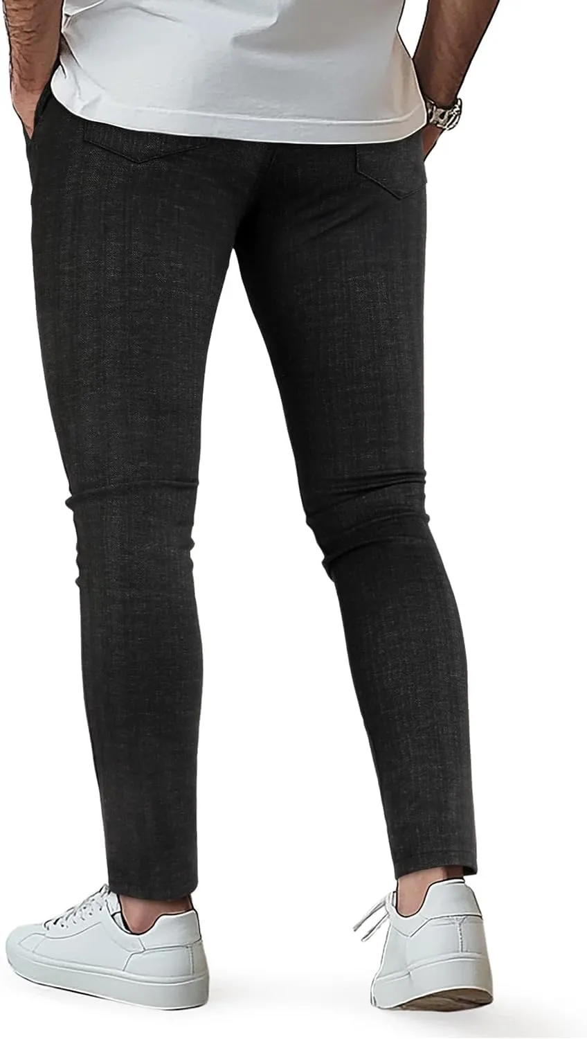 GINGTTO Mens Plaid Dress Pants Stretch Chino Pants Men Slim Fit
