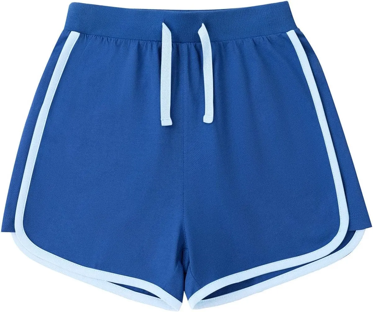 Girls Active Cotton Shorts Summer Running Athletic Elastic Waist Sweat Shorts Workout Gym Short for Girl