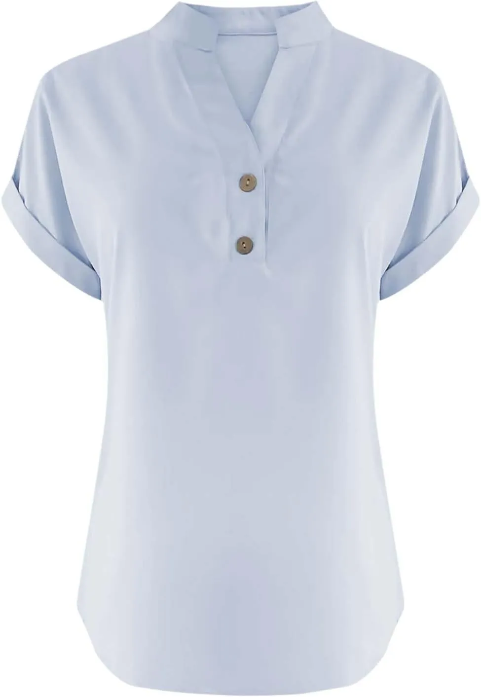 GOKKILRW Linen Shirts for Women V Neck Lightweight Gauze Blouse Short Sleeve Office Work Tops Hippie Vacation Beach T-Shirts