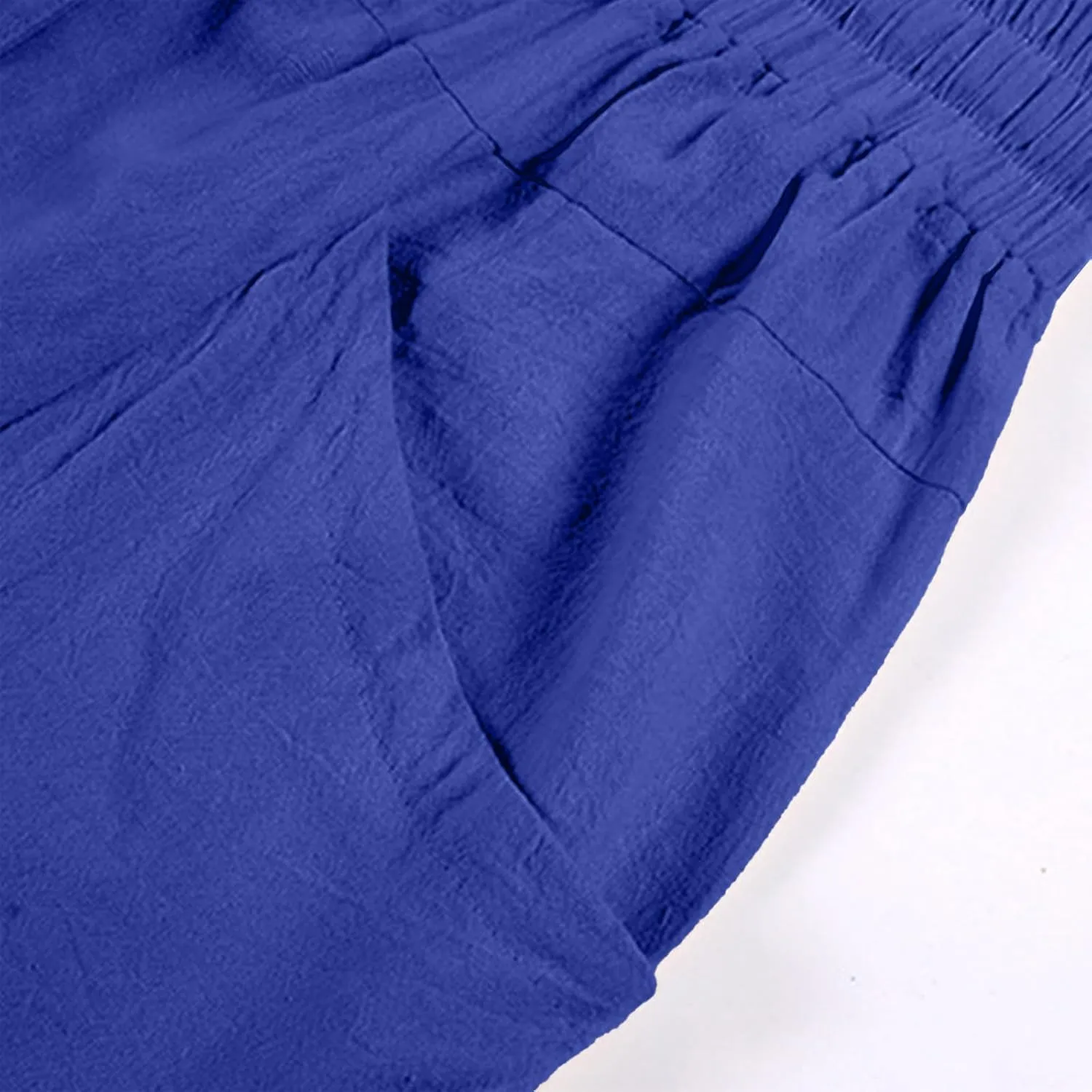 GOKKILRW Mens Pants Mens Linen Pants Casual Lightweight Beach Chino Pants Cropped Summer Capri Pants Drawstring Elastic Waist