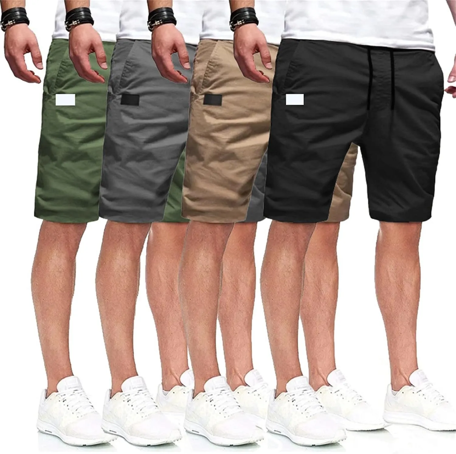GOKKILRW Mens Summer Shorts Casual Sweat Shorts Elastic Waist Drawstring Textured Shorts Stretchy Comfy Running Track Shorts