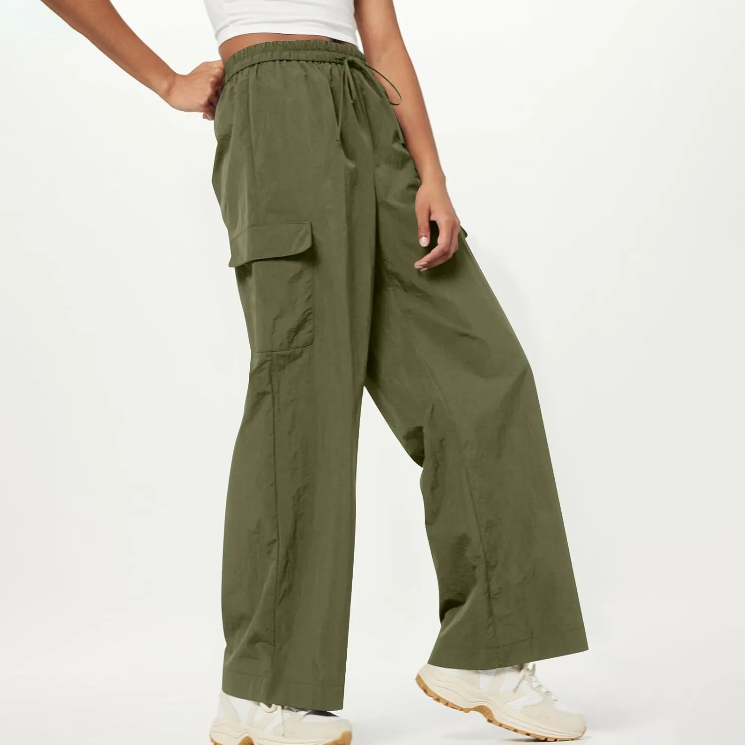 High Waisted Cargo Pants Women Y2K Drawstring Baggy Trendy Trousers with Pockets Casual Sweatpants Streetwear