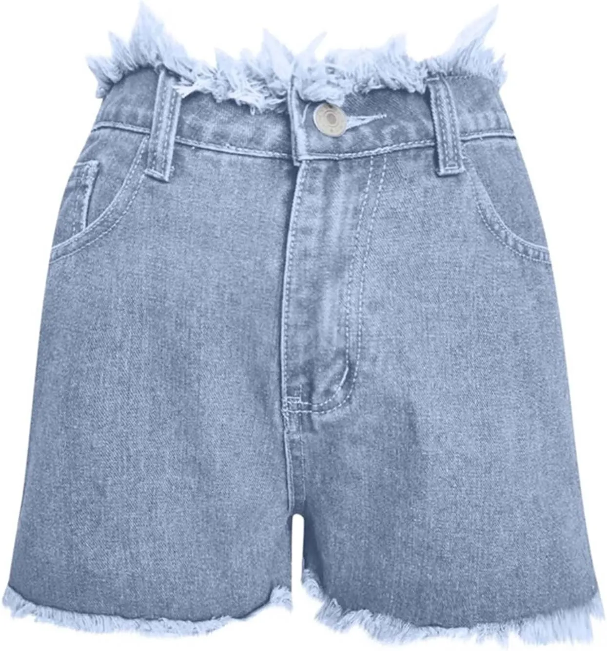 High Waisted Denim Shorts Women Distressed Stretchy Baggy Jean Shorts Tummy Control Raw Hem Casual Short Jeans