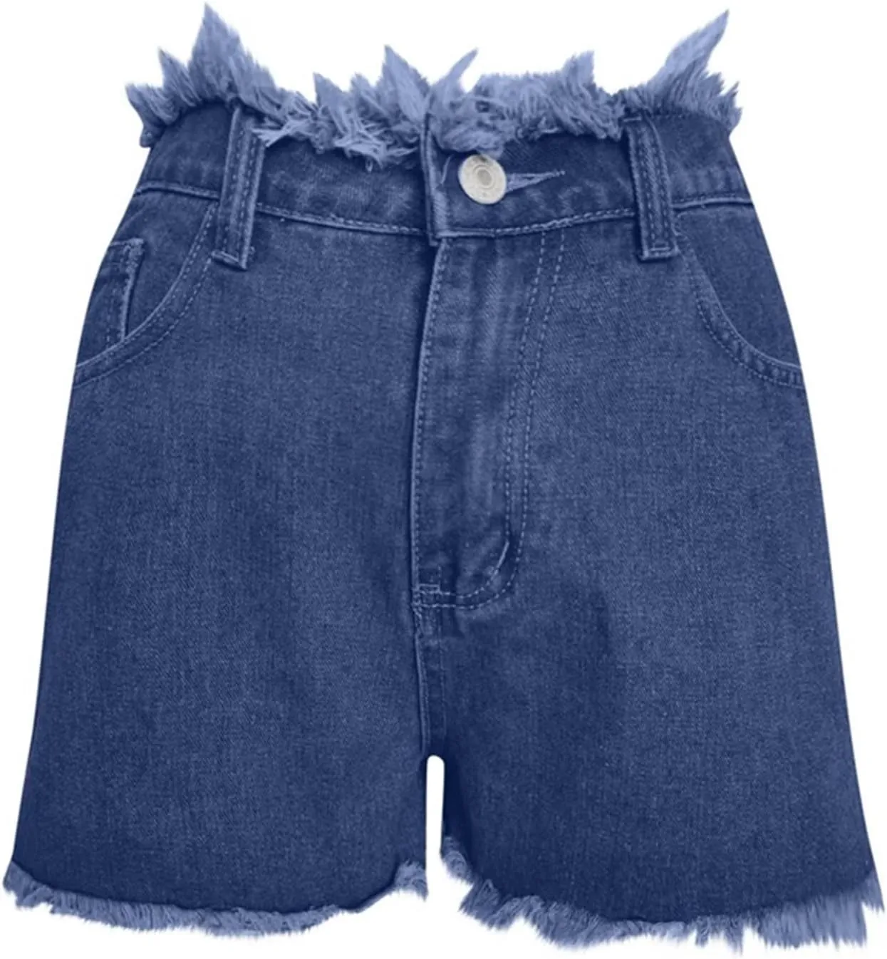 High Waisted Denim Shorts Women Distressed Stretchy Baggy Jean Shorts Tummy Control Raw Hem Casual Short Jeans
