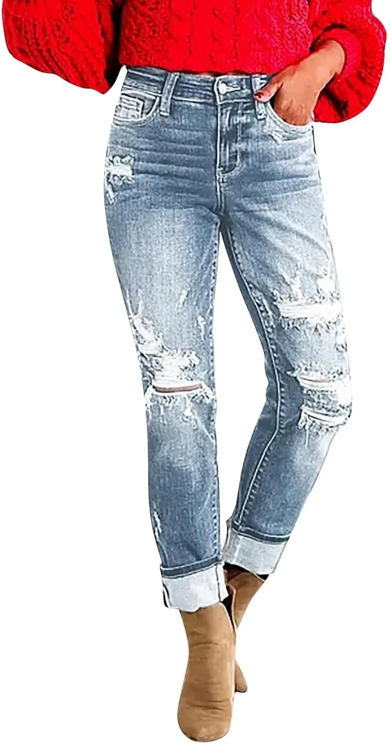 High Waisted Stretch Skinny Jeans Pant for Women High Rise Slimming Tapered Jeggings Denim Trousers Tall Work Pants