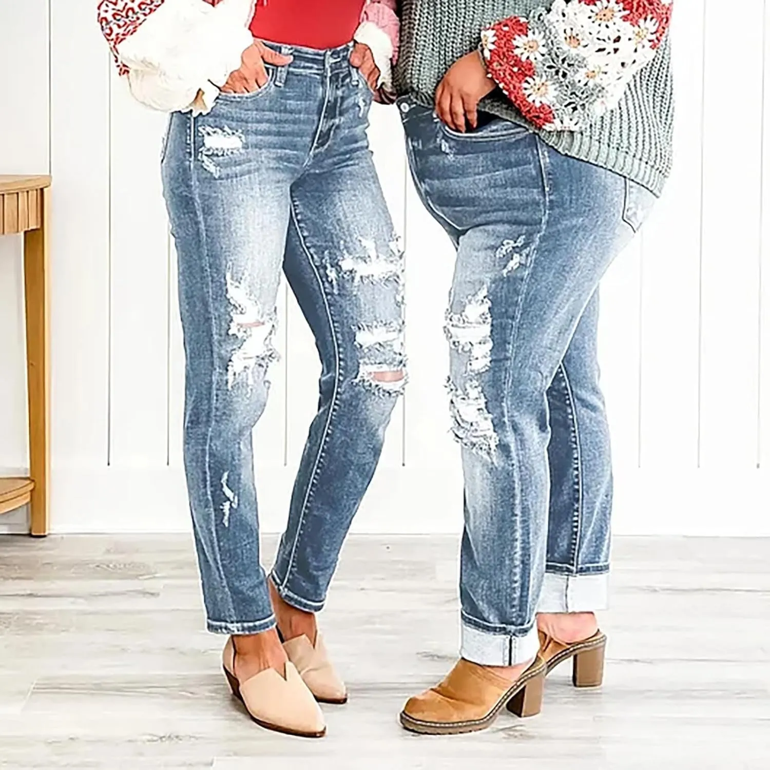 High Waisted Stretch Skinny Jeans Pant for Women High Rise Slimming Tapered Jeggings Denim Trousers Tall Work Pants