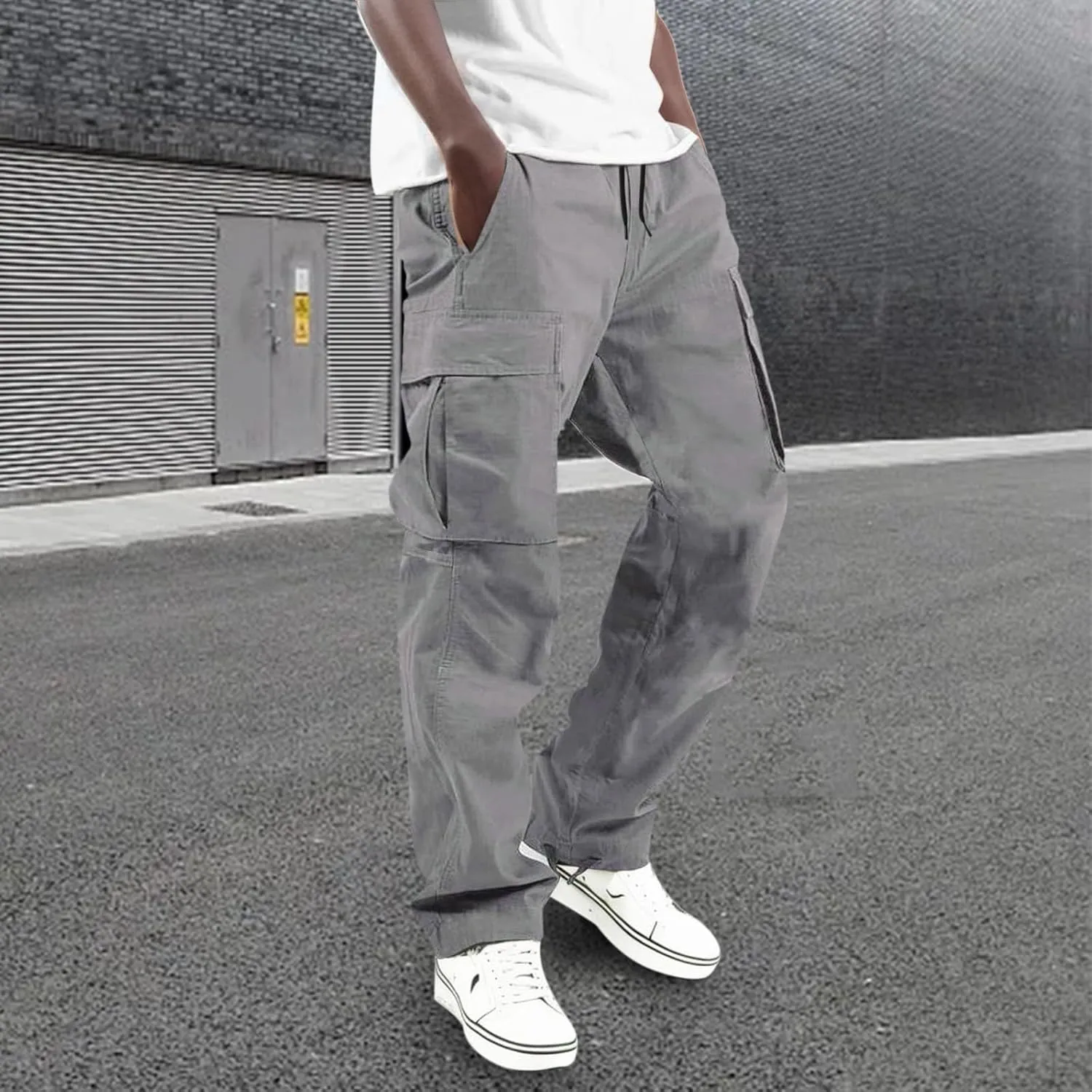 Hiking Pants for Men Cargo Pants Multi-Pocket Straight Leg Cargo Trousers Relax Fit Workout Track Pant