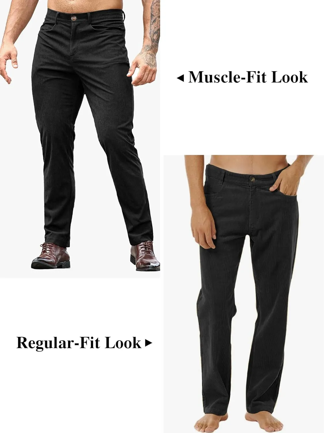 HOTake Men's Casual Corduroy Pants Lightweight Stretch Corduroy Trousers Straight Fit Dress Pants